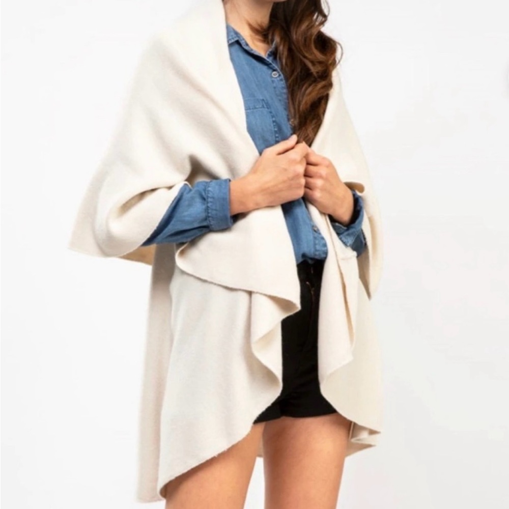 LOOK BY M | Basic Shawl Vest Sweater in Beige